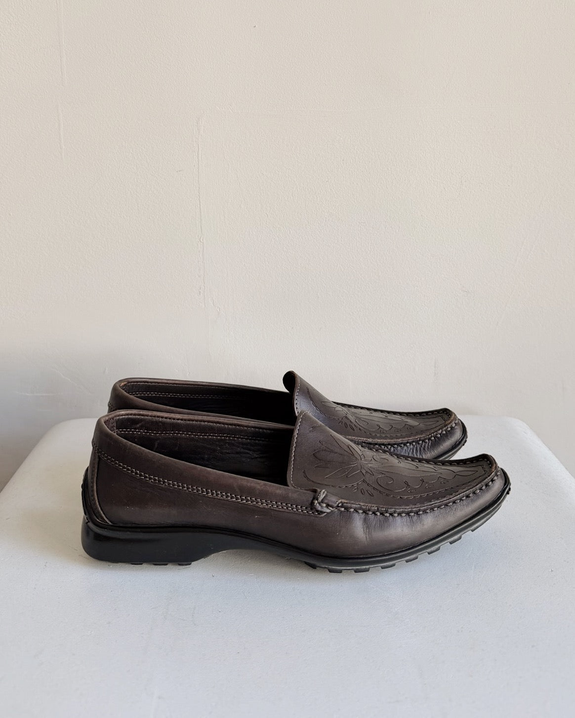 Russet Leather Embossed Loafers | Size 36