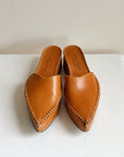 Robert Clergerie Tan Leather Platform Mules | Size 8