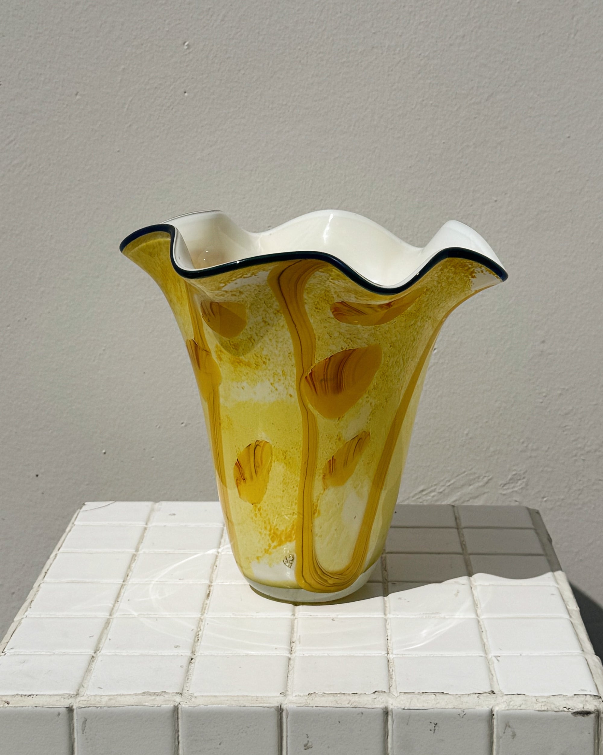 Yellow Swirl Kerchief Glass Vase - Hey Jude