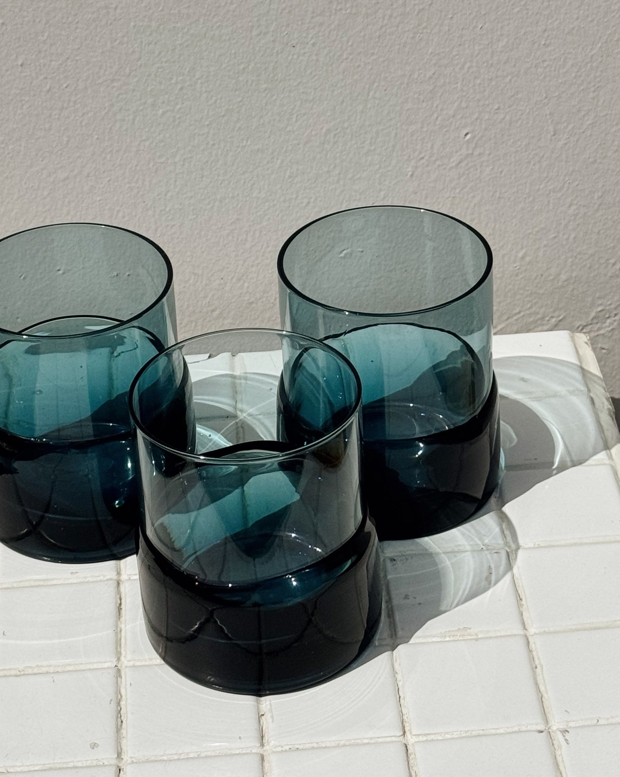 Indigo Ombré Heavy Bottom Glasses - Hey Jude
