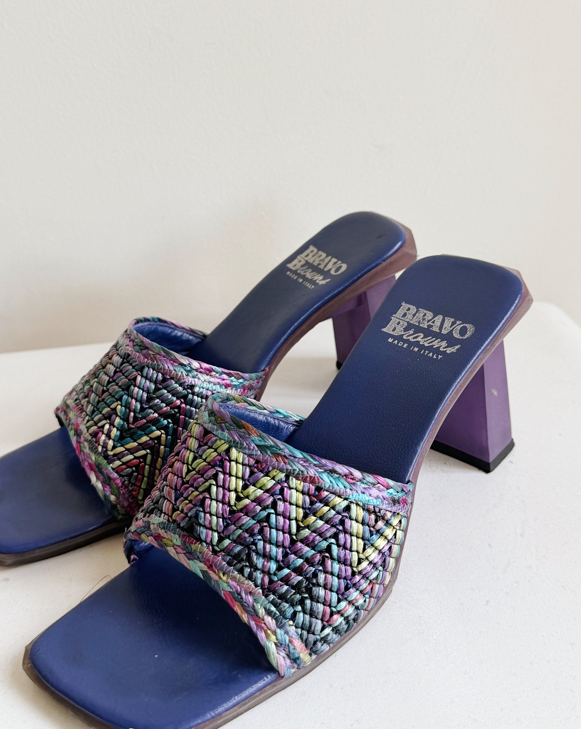 Indigo Woven Leather Mules | Size 37