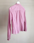 Magenta Silk Sheer Ruffle Blouse