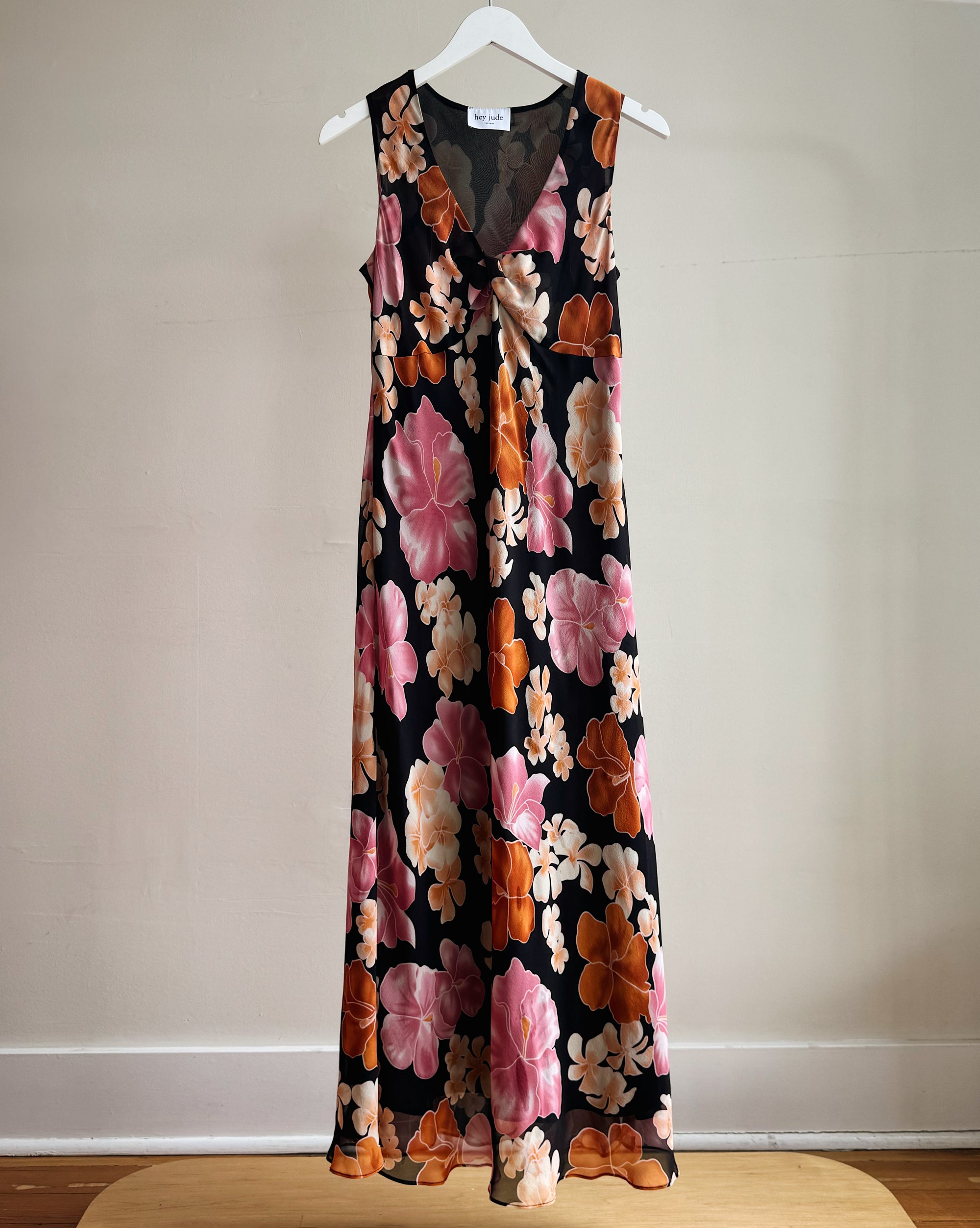 Tropical Floral Silk Maxi Dress
