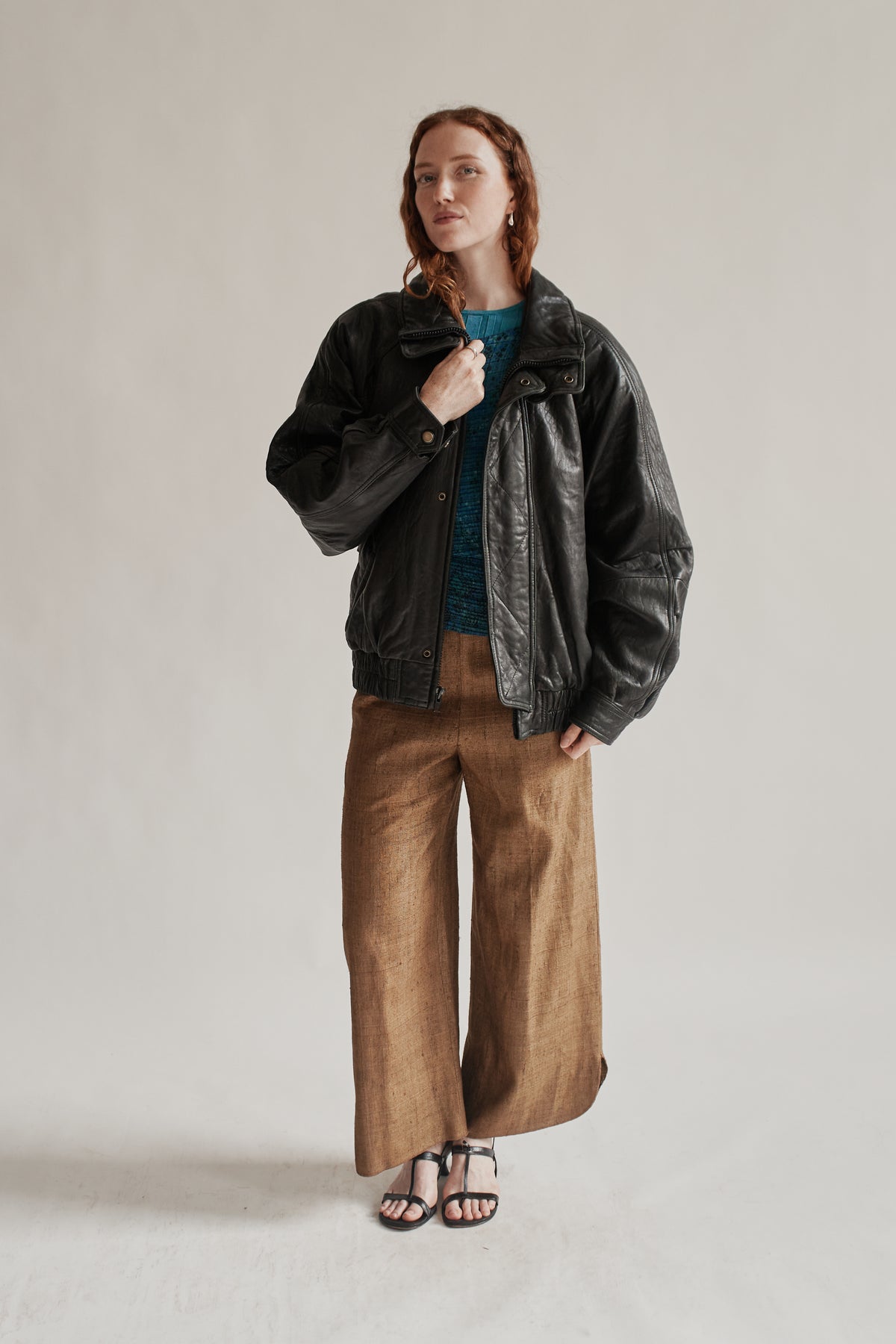 Onyx Oversized Leather Bomber Jacket - Hey Jude