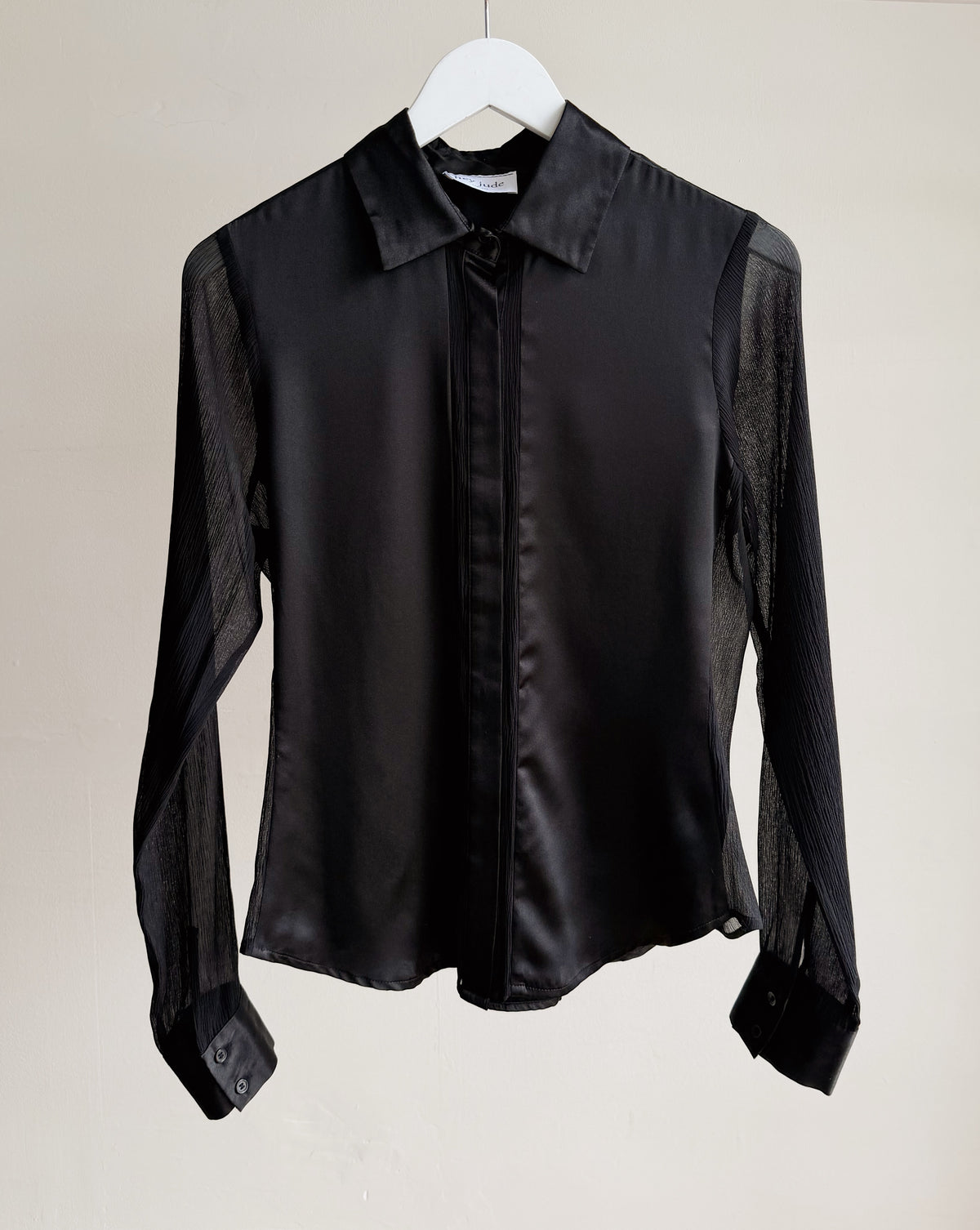 Onyx Mixed Silk Long Sleeve Blouse - Hey Jude