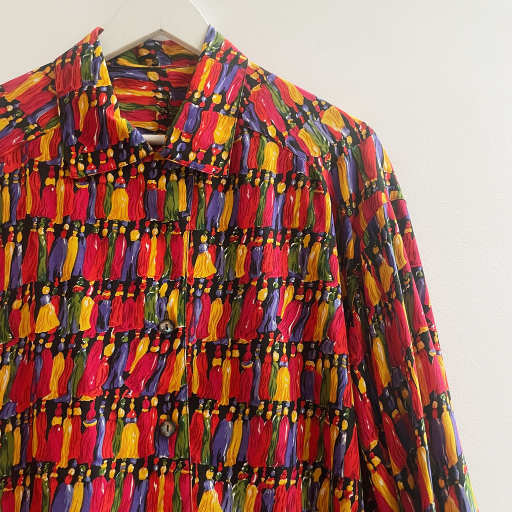 Holiday Silk Tassel Shirt Dress Hey Jude