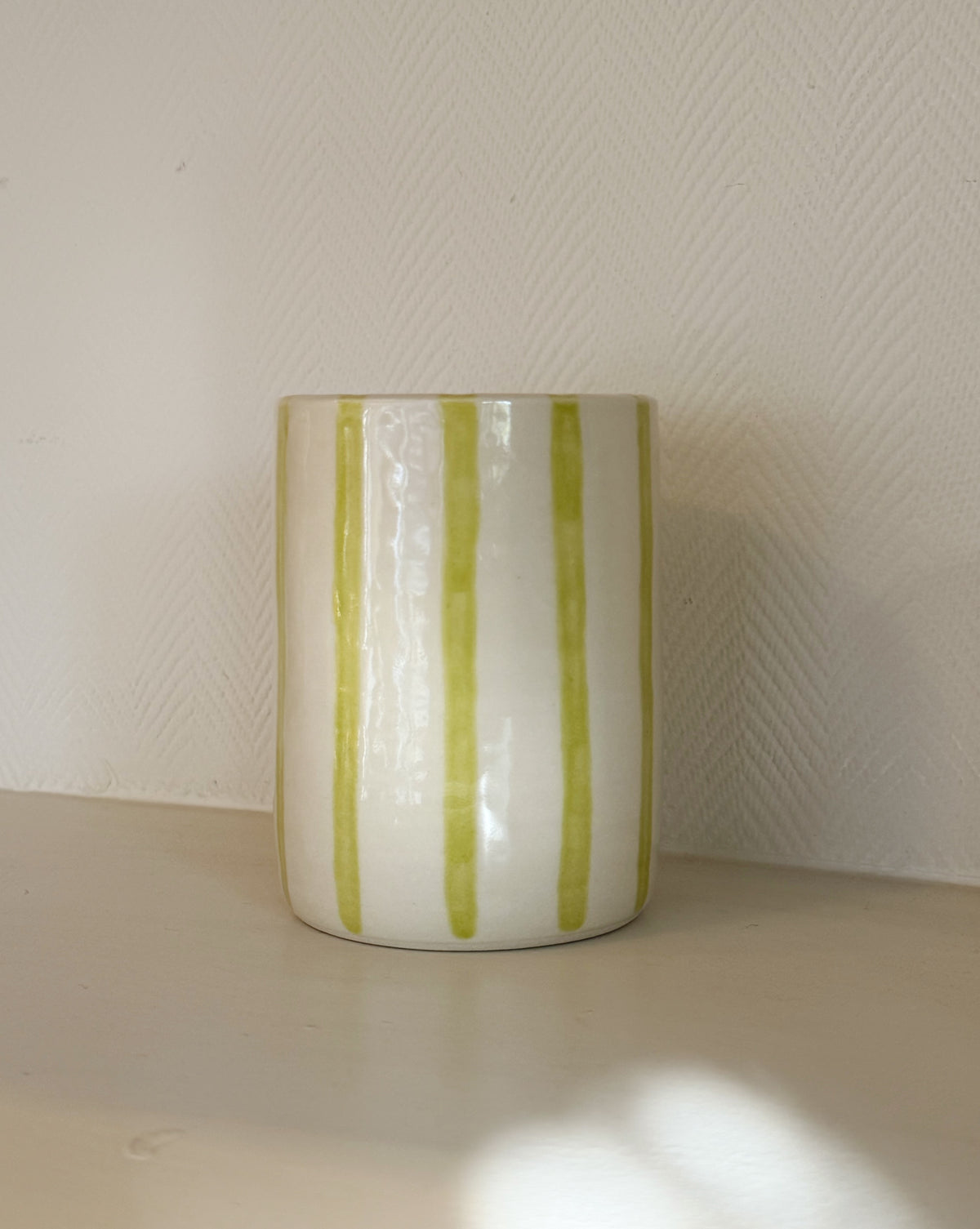 Chartreuse Stripe Ceramic Cup