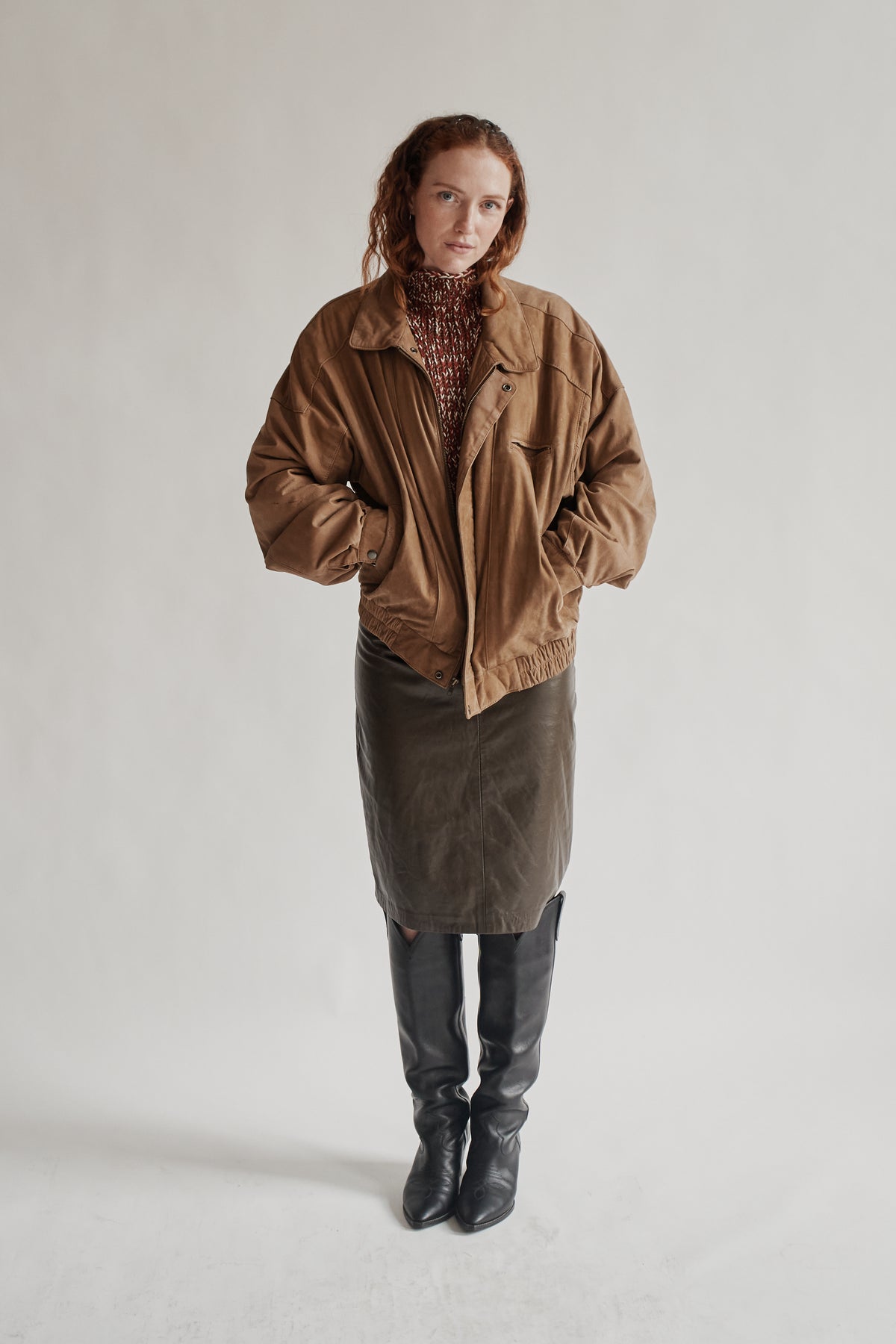 Toast Sueded Leather Bomber