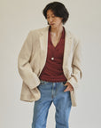 Oatmeal Textured Oversized Linen Blazer - Hey Jude