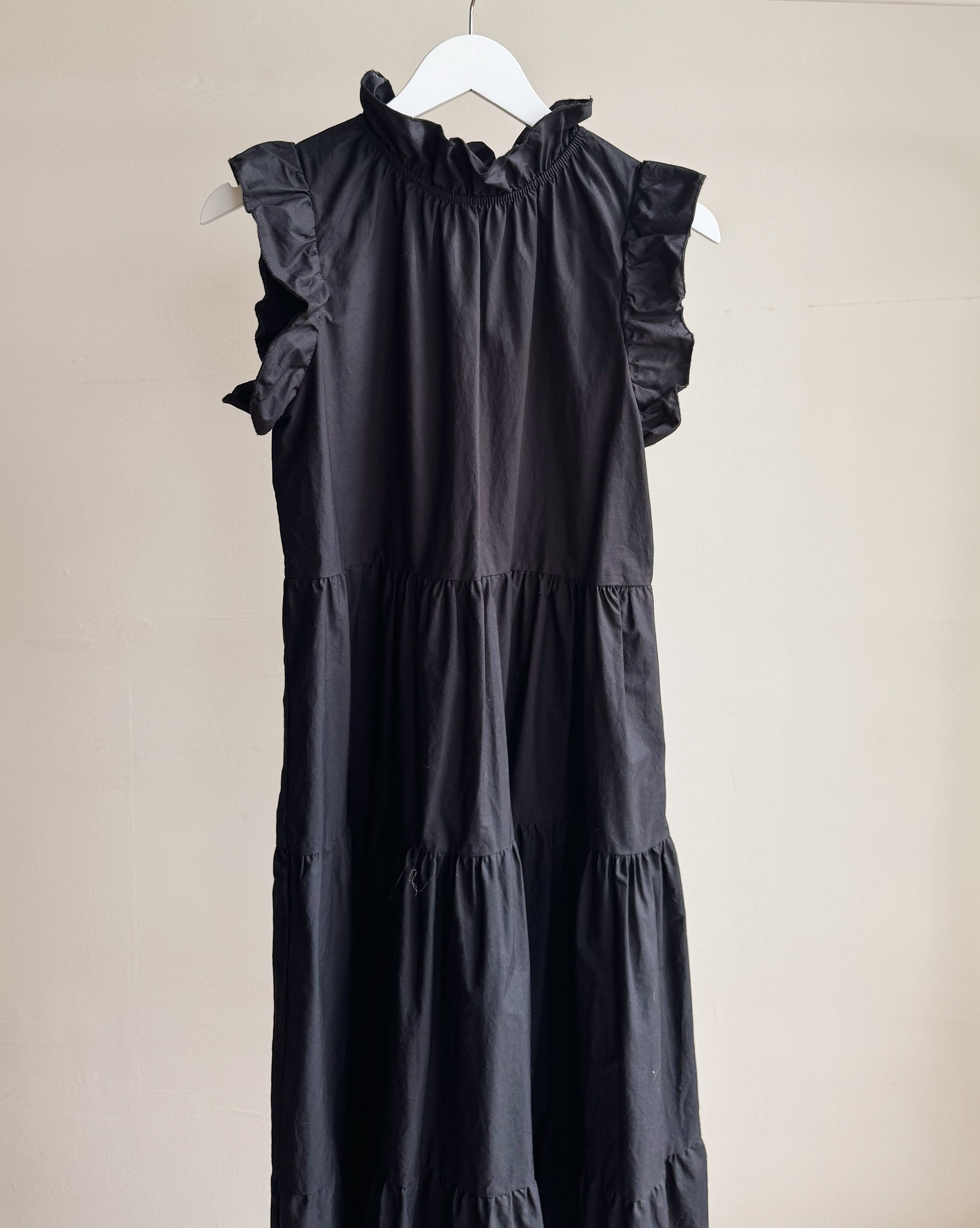 Black Tiered Cotton Maxi Dress