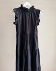 Black Tiered Cotton Maxi Dress
