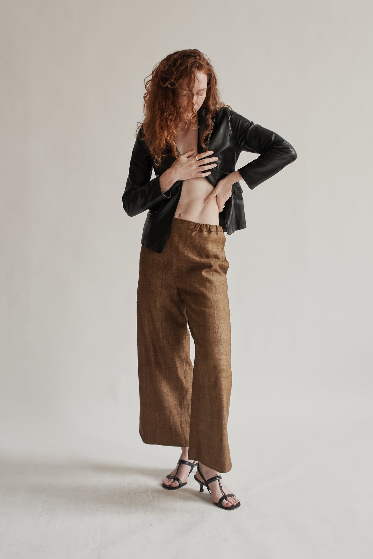 Ebony Tailored Leather Blazer Jacket