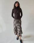 Plaid Asymmetrical Tiered Cotton Skirt