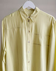 Lemon Silk Button Up Blouse