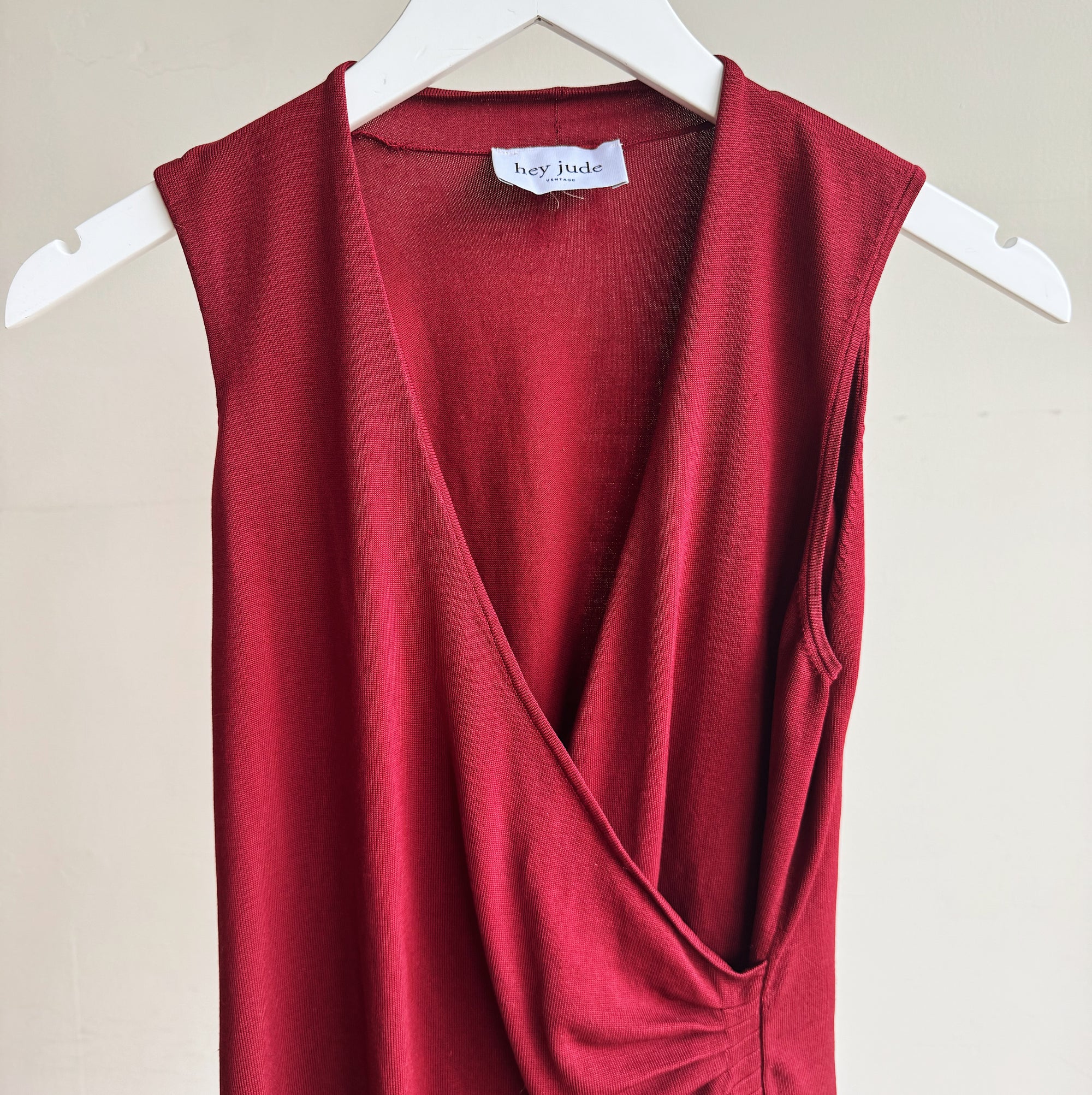 Crimson Silk V-neck Wrap Tank - Hey Jude