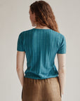 Teal Silk Ribbed Tee - Hey Jude