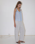 Deiji Studios | Eyelet Linen Pant in Fine Stripe - Hey Jude