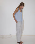 Deiji Studios | Eyelet Linen Pant in Fine Stripe - Hey Jude