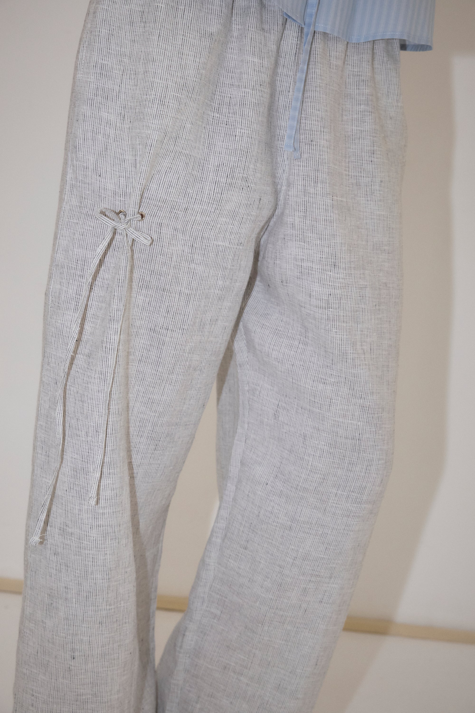 Deiji Studios | Eyelet Linen Pant in Fine Stripe - Hey Jude