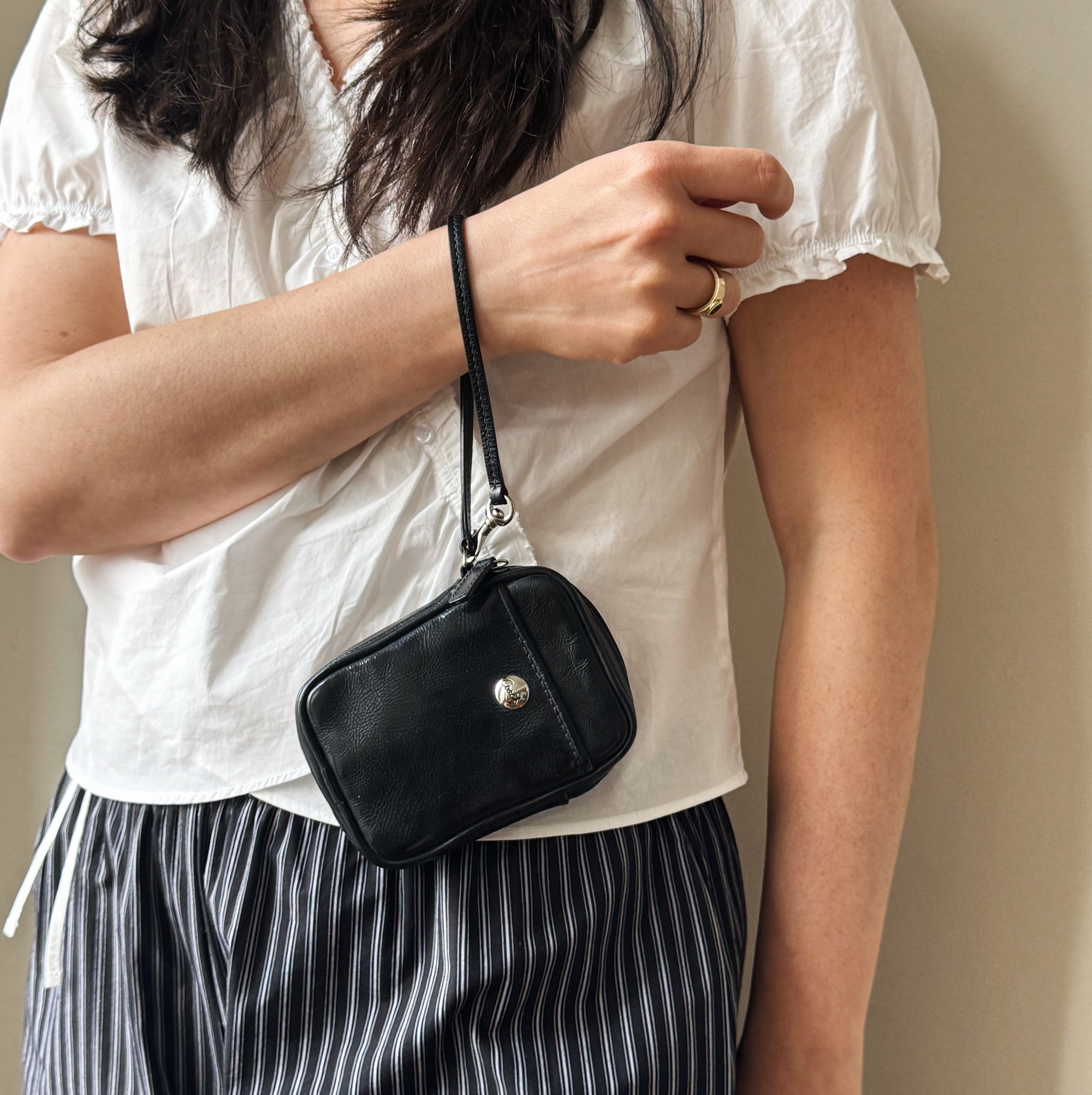 Ebony Coach Leather Wristlet - Hey Jude