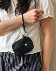 Ebony Coach Leather Wristlet - Hey Jude