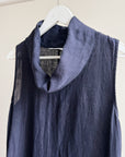 Navy Linen Cowl Neck Maxi Dress