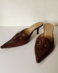 Russet Leather Kitten Heel Mules | Size 8 - Hey Jude