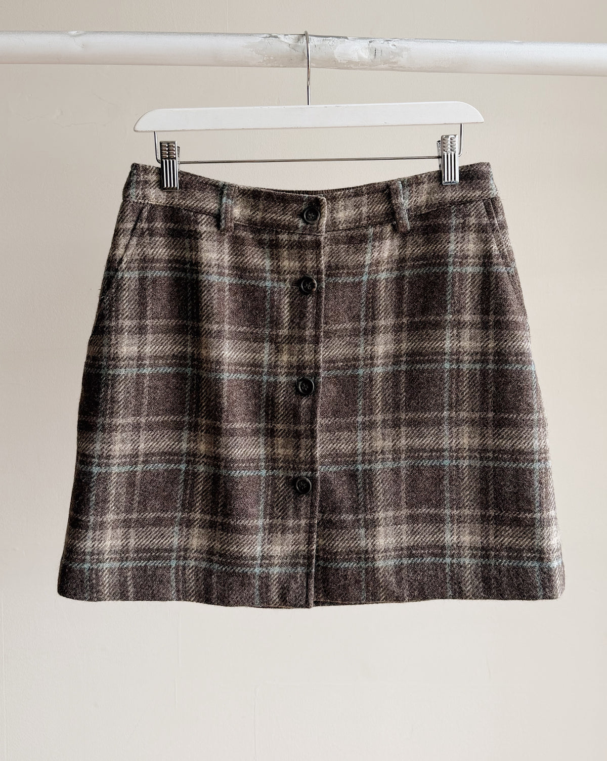 Brown Plaid Button Front Mini Skirt - Hey Jude