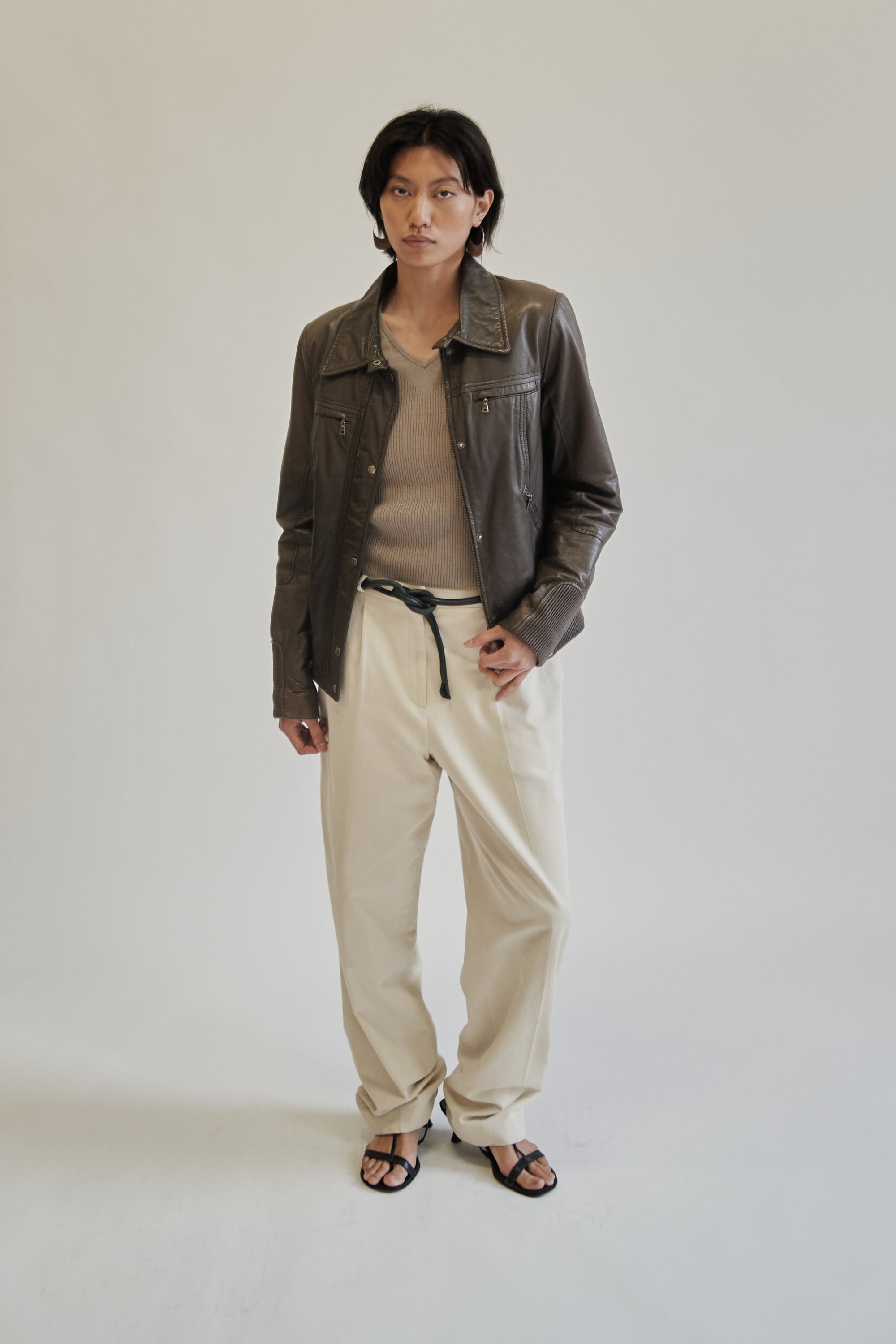 Cream Tailored Relaxed Trousers