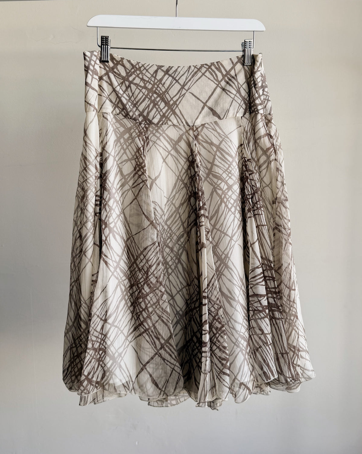 Cream Abstract Layered Silk Flutter Skirt