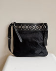 Ebony Studded Leather Pony Hair Bucket Bag