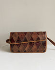 Burgundy + Caramel Antique Patchwork Structured Bag