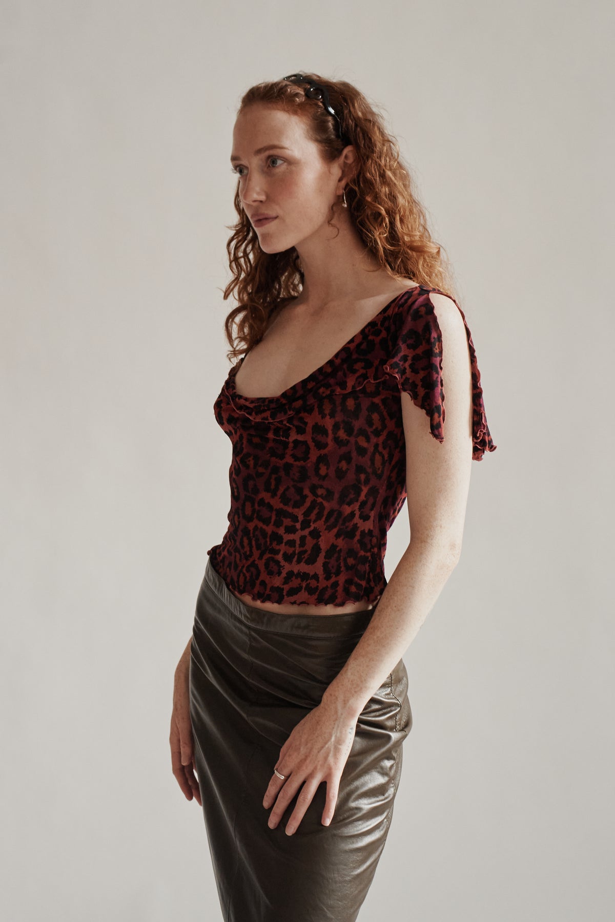 DVF Silk Leopard Draped Top