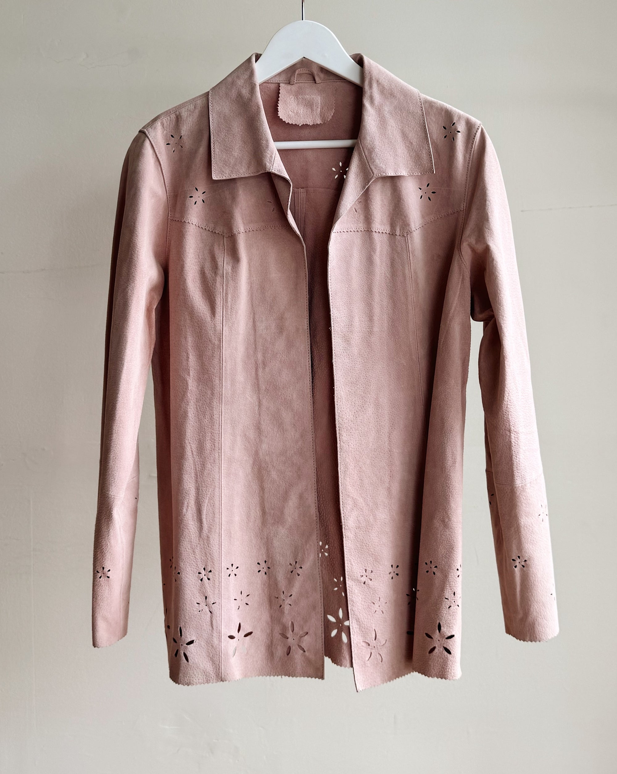 Pale Pink Suede Cutwork Jacket
