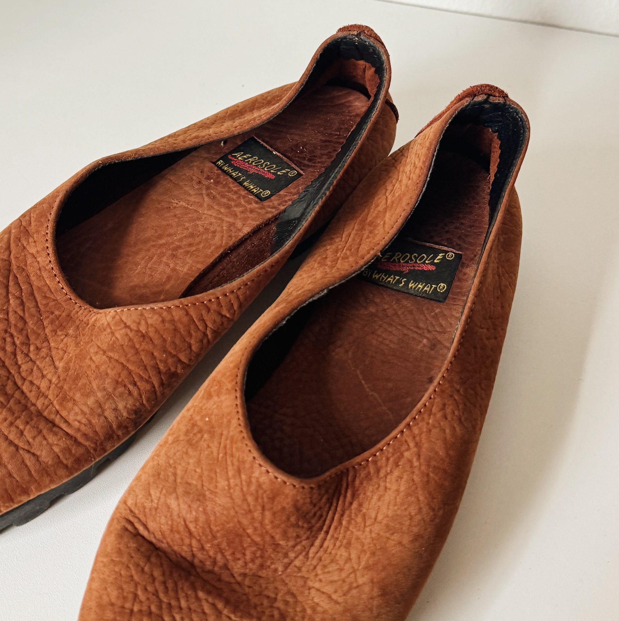 Cognac Leather Glove Style Slip Ons - Hey Jude