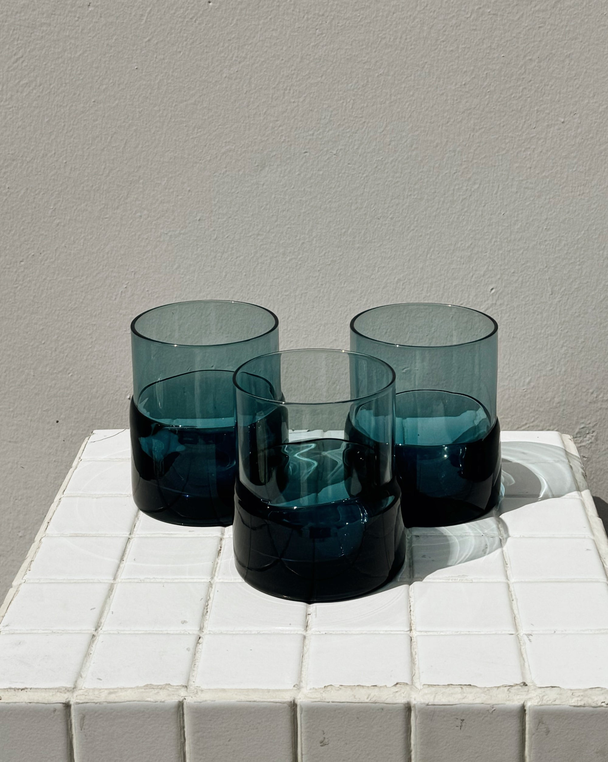 Indigo Ombré Heavy Bottom Glasses - Hey Jude