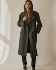Charcoal Textured Wool Column Coat