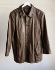 Walnut Button Front Leather Jacket