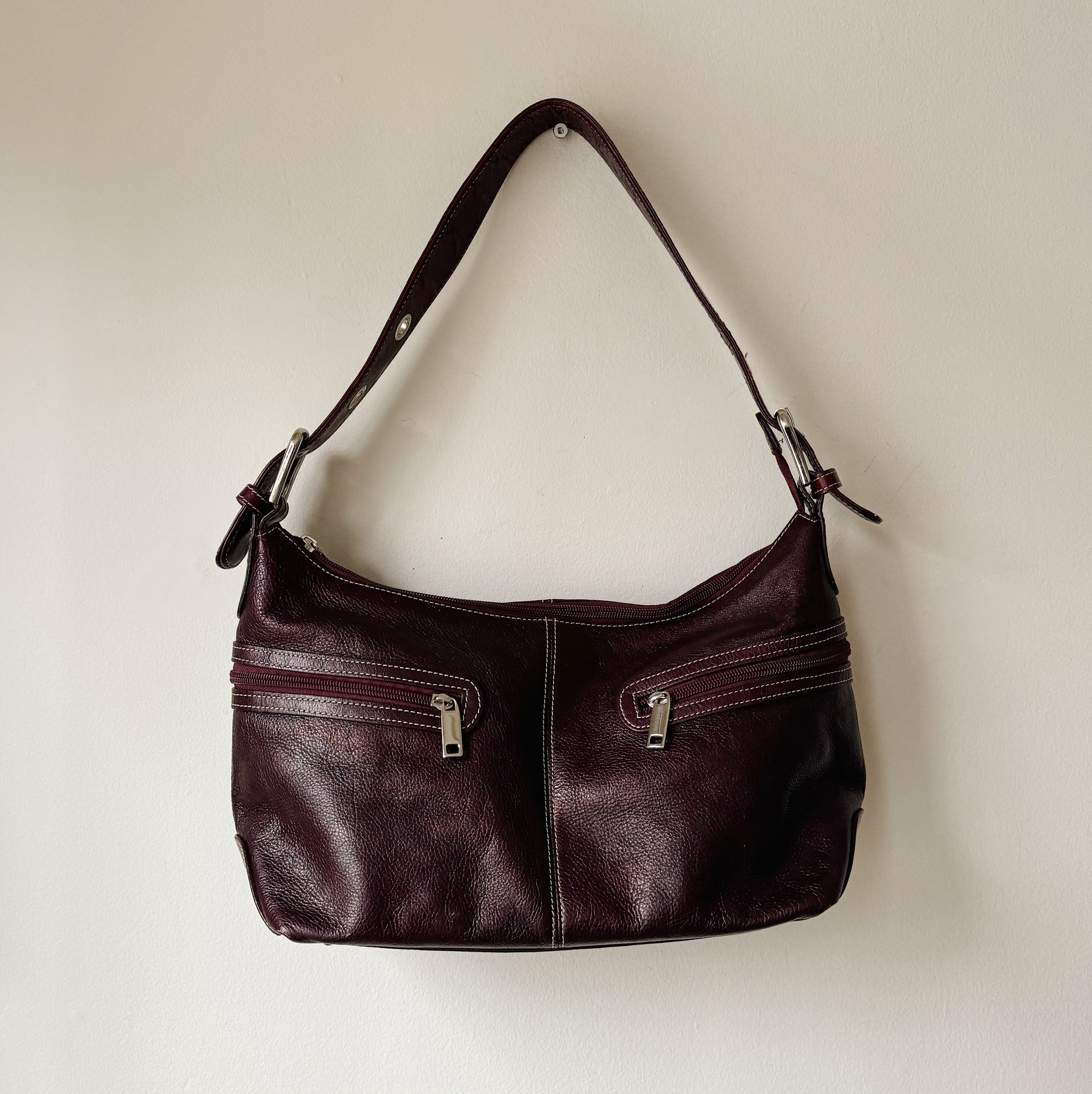 Merlot Leather Crescent Bag - Hey Jude
