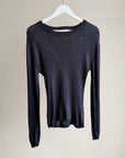 Navy Lustrous Ribbed Long Sleeve Knit - Hey Jude
