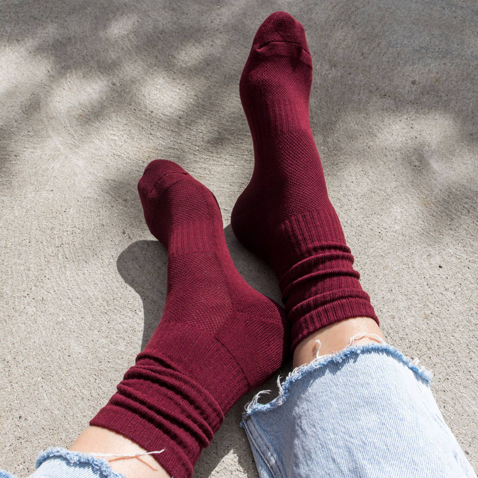 Bondoodle - Ribbed Sport Gym Crew Socks in Port Red - Hey Jude