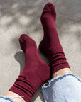 Bondoodle - Ribbed Sport Gym Crew Socks in Port Red - Hey Jude