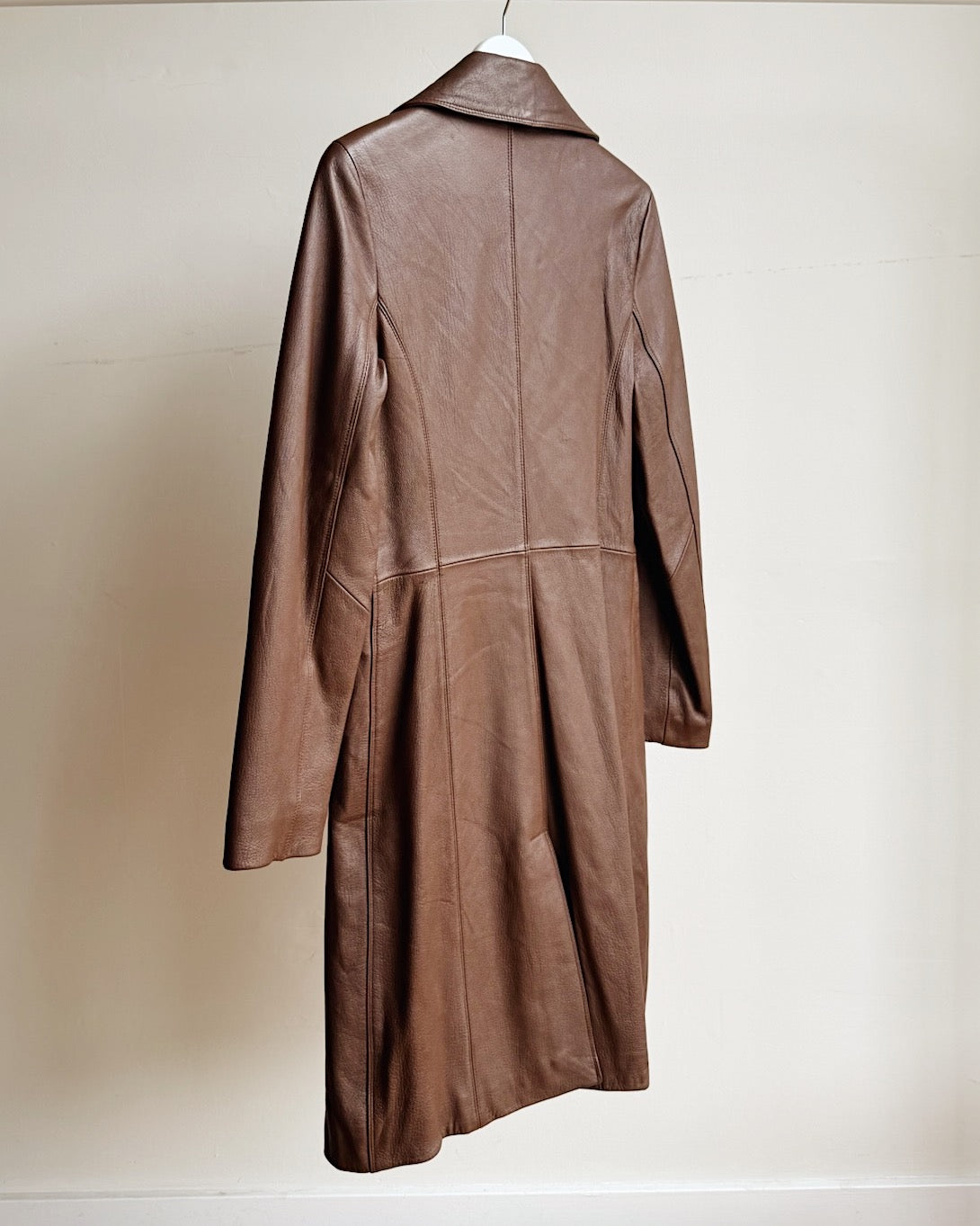 Milk Chocolate Leather Trench Coat