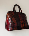 Burgundy Snakeskin Embossed Handbag - Hey Jude