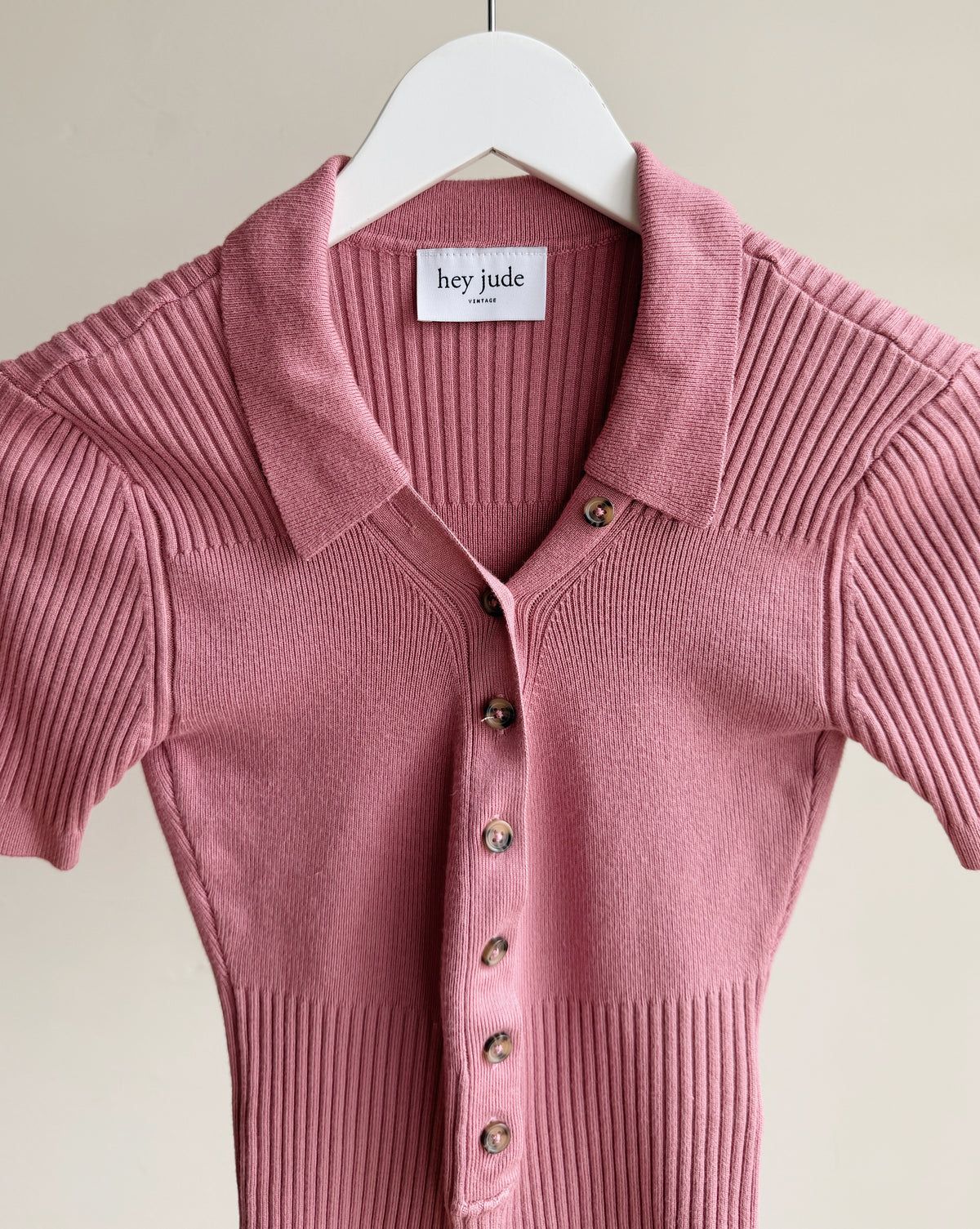 Dusty Rose Ribbed Polo Top - Hey Jude