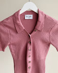 Dusty Rose Ribbed Polo Top - Hey Jude