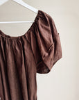 Espresso Belted Linen Maxi Dress