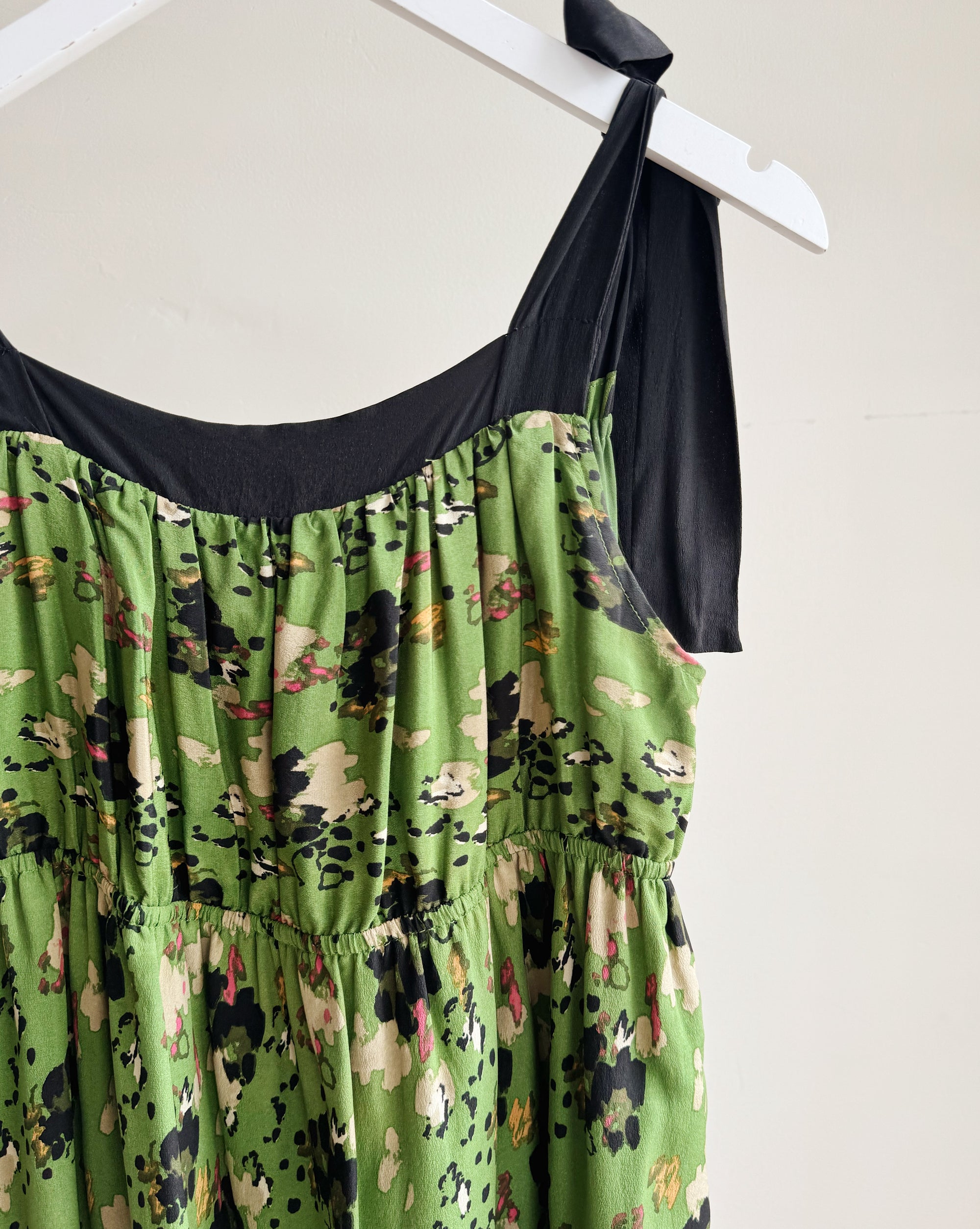 Fern Floral Silk Babydoll Dress