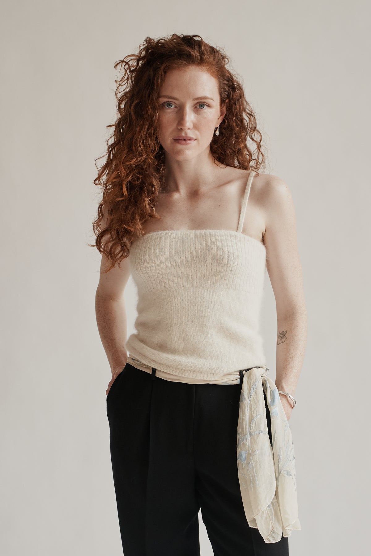 Ivory Angora Ribbed Tank