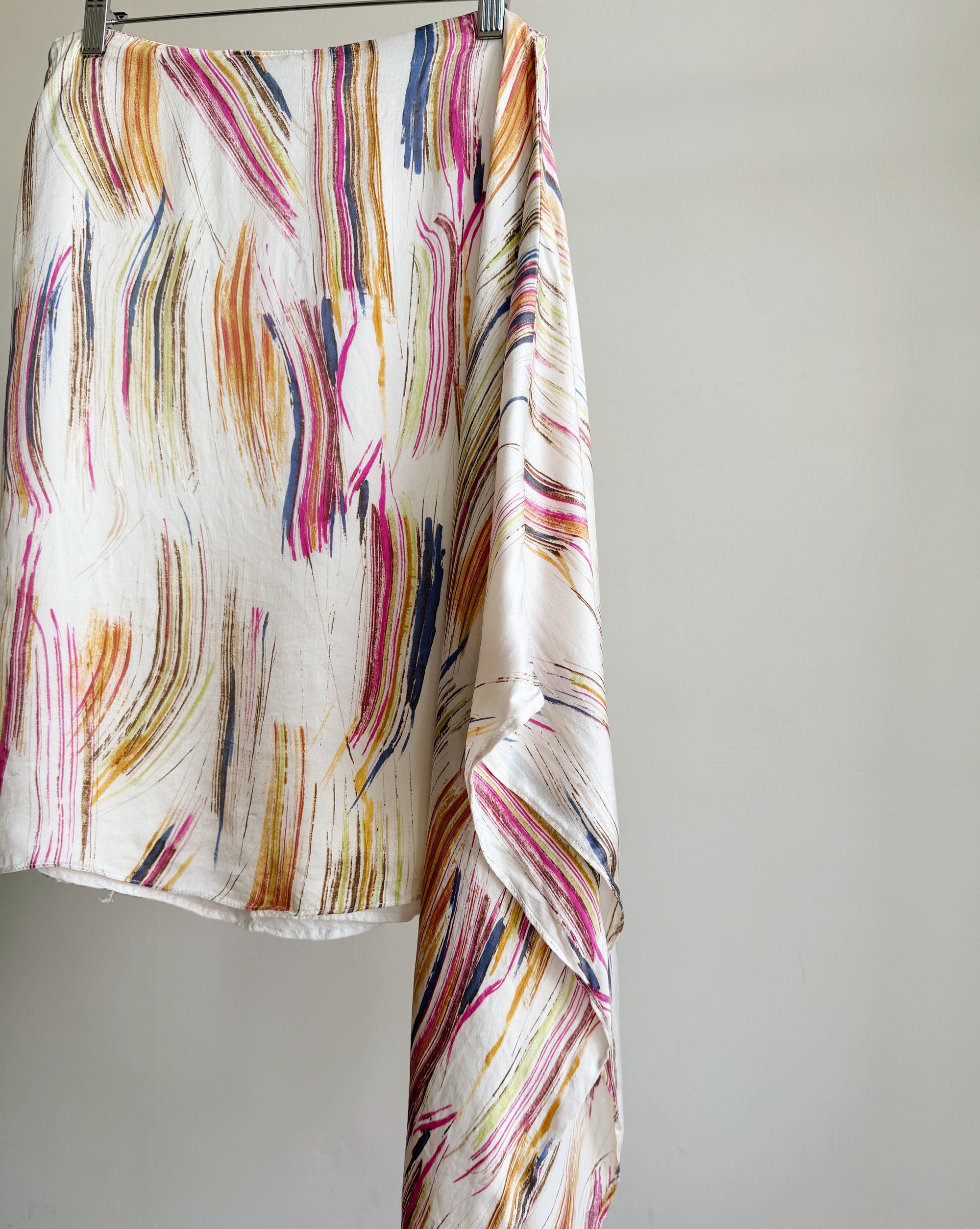 Abstract Asymmetrical Silk Skirt